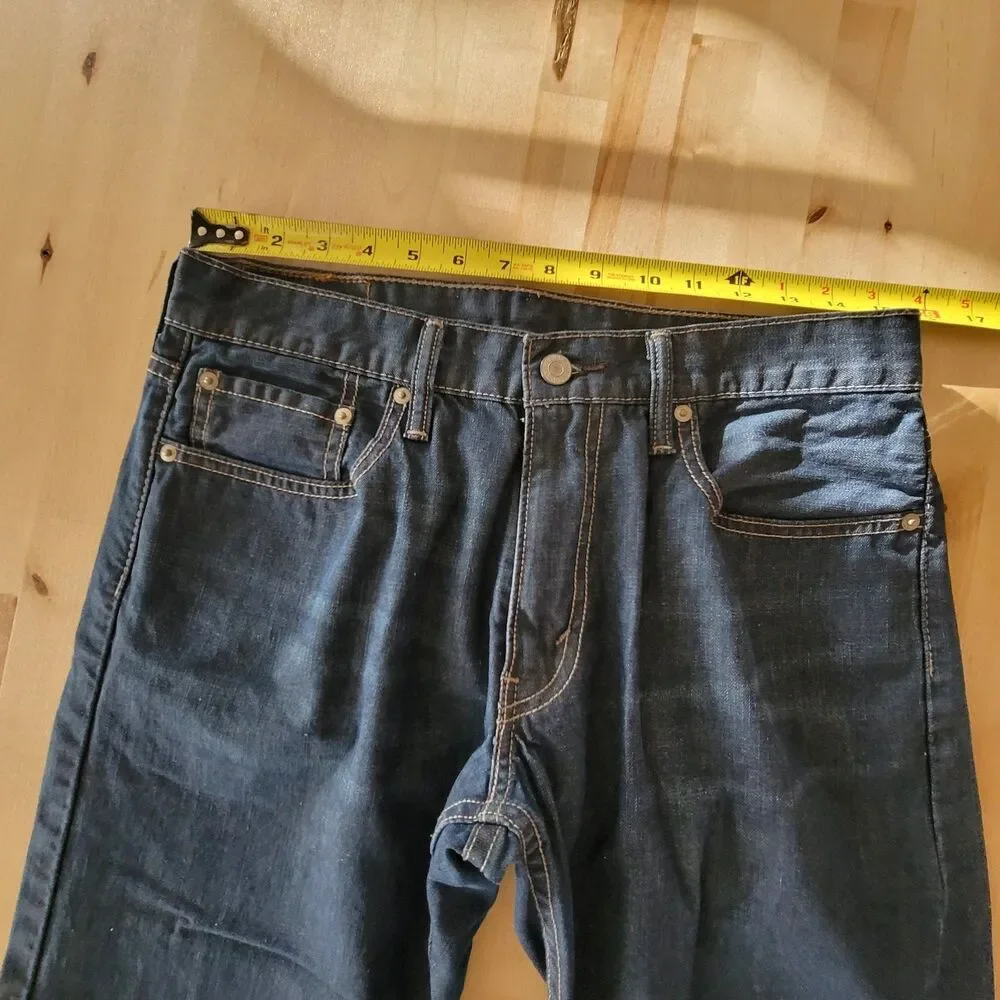 Levis 514 Mens Jeans 33 x 30 Blue Slim Straight Leg Medium Wash Preppy Western - Picture 10 of 11